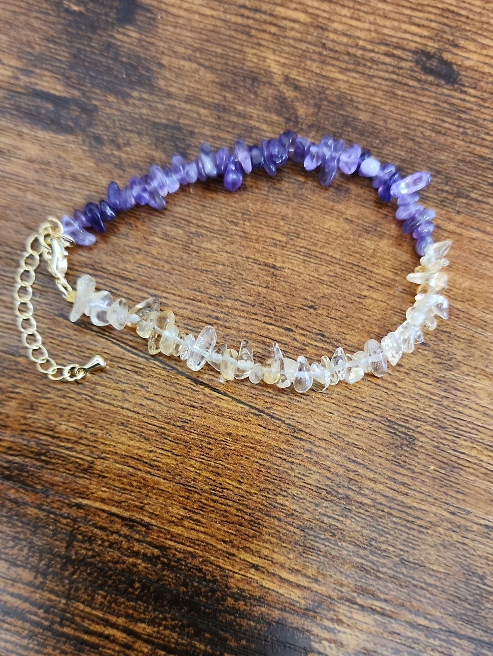 1pc Boho Style Natural Citrine, Sunstone, Garnet Beaded Adjustable Bracelet,